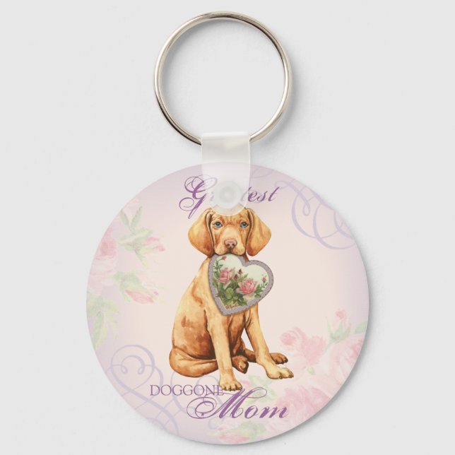 Vizsla Heart Mum Key Ring (Front)