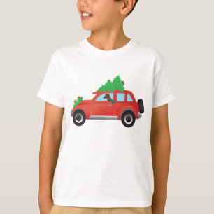 Vizsla Hunting Dog Driving a Christmas Car T-Shirt