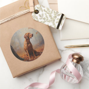 Vizsla in Autumn Leaves Fall Inspire Classic Round Sticker