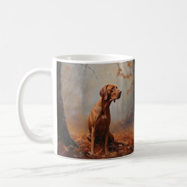 Vizsla in Autumn Leaves Fall Inspire Coffee Mug (Left)