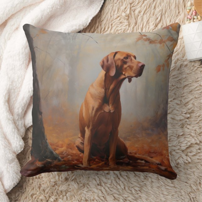 Vizsla in Autumn Leaves Fall Inspire Cushion (Blanket)