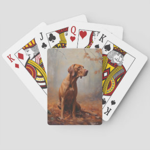Vizsla in Autumn Leaves Fall Inspire Playing Cards