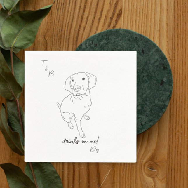 vizsla line drawing Wedding Cocktail Napkins (Creator Uploaded)