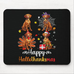 Vizsla Lover Halloween Merry Christmas Happy Hallo Mouse Pad