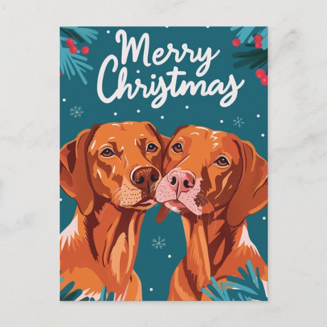 Vizsla Merry Christmas  Postcard (Front)