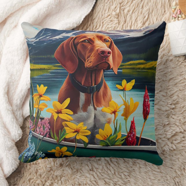 Vizsla on a Paddle: A Scenic Adventure Cushion (Blanket)