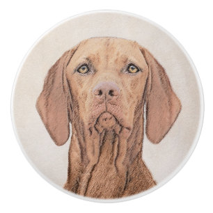 Vizsla Painting - Cute Original Dog Art Ceramic Knob