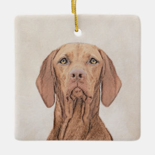 Vizsla Painting - Cute Original Dog Art Ceramic Ornament
