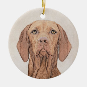 Vizsla Painting - Cute Original Dog Art Ceramic Ornament