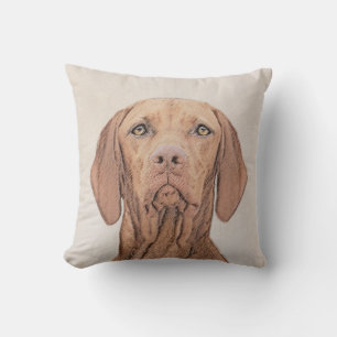 Vizsla Painting - Cute Original Dog Art Cushion