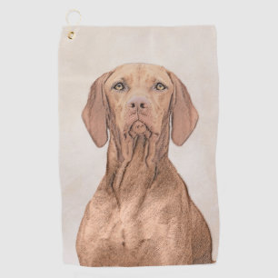 Vizsla Painting - Cute Original Dog Art Golf Towel