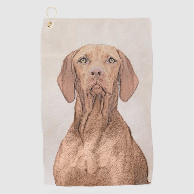 Vizsla Painting - Cute Original Dog Art Golf Towel (Front)