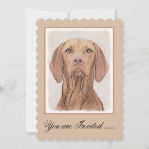 Vizsla Painting - Cute Original Dog Art Invitation