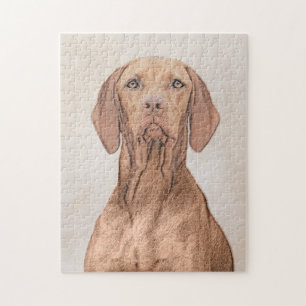 Vizsla Painting - Cute Original Dog Art Jigsaw Puzzle