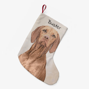 Vizsla Painting - Cute Original Dog Art Small Christmas Stocking