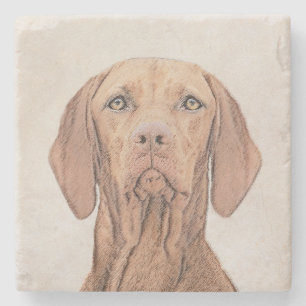 Vizsla Painting - Cute Original Dog Art Stone Coaster