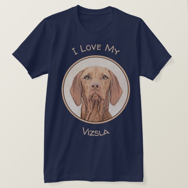 Vizsla Painting - Cute Original Dog Art T-Shirt (Design Front)