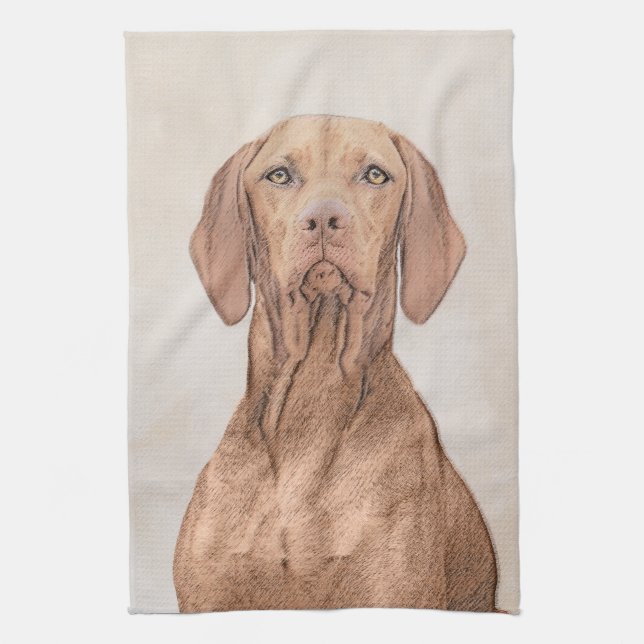 Vizsla Painting - Cute Original Dog Art Tea Towel (Vertical)