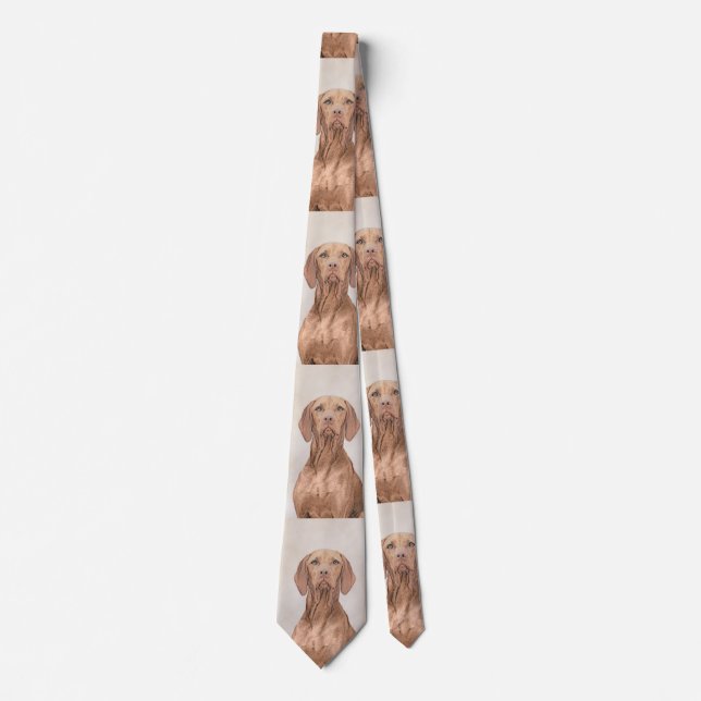 Vizsla Painting - Cute Original Dog Art Tie (Front)