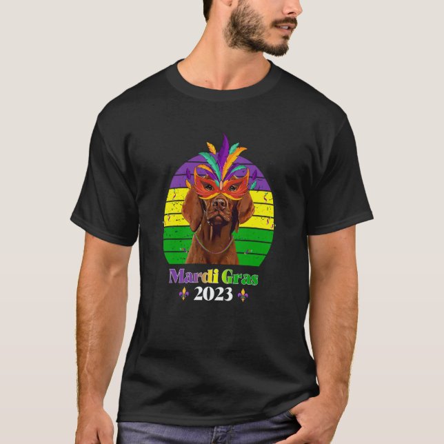 Vizsla Party Dog Mardi Gras 2023 T-Shirt (Front)