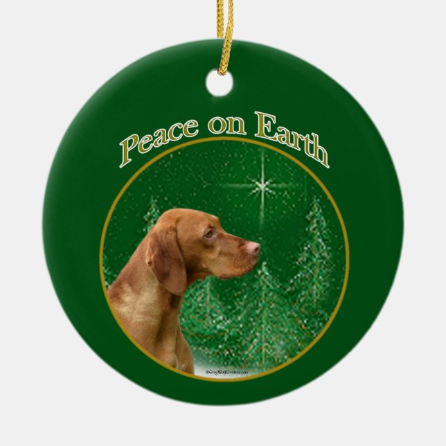 Vizsla Peace Ceramic Ornament (Front)