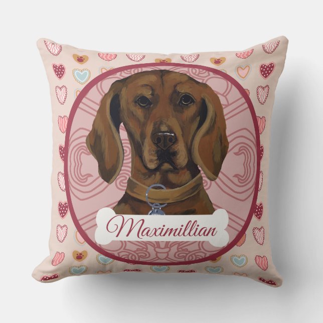 Vizsla Personalize Valentine Pillow (Front)