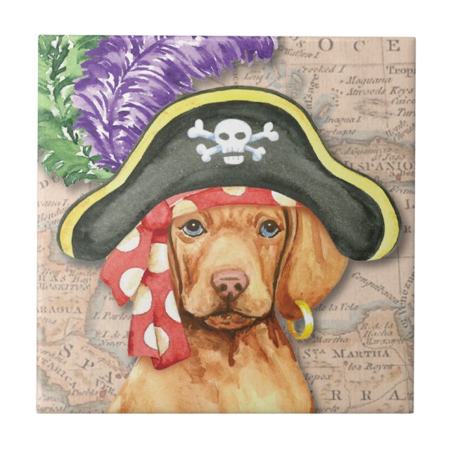 Vizsla Pirate Ceramic Tile (Front)