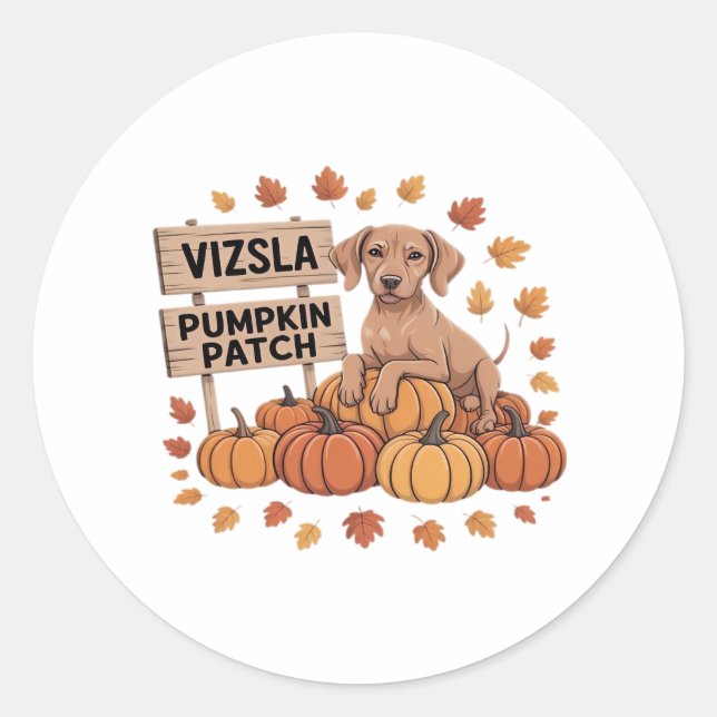 Vizsla Pumpkin Patch Dog Lovers Thanksgiving Hallo Classic Round Sticker (Front)