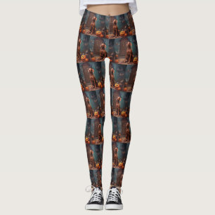Vizsla Pumpkins Halloween Scary  Leggings