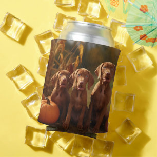 Vizsla Puppy Autumn Delight Pumpkin Can Cooler