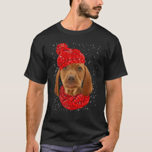 Vizsla Red Winter Hat Christmas Scarf Dog T-Shirt