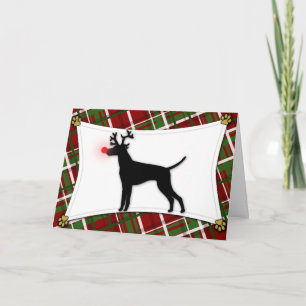 Vizsla Reindeer Christmas Card