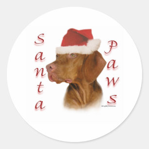 Vizsla Santa Paws Classic Round Sticker
