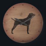 Vizsla Silhouette Rustic Large Clock<br><div class="desc">Vizsla Lover's Wall Clock. Wood design is printed,  not real wood.</div>