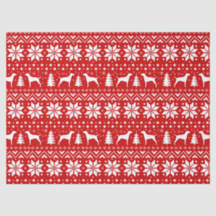 Vizsla Silhouettes Christmas Pattern Red Tissue Paper