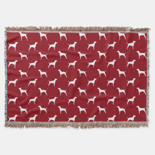 Vizsla Silhouettes Pattern Red Throw Blanket