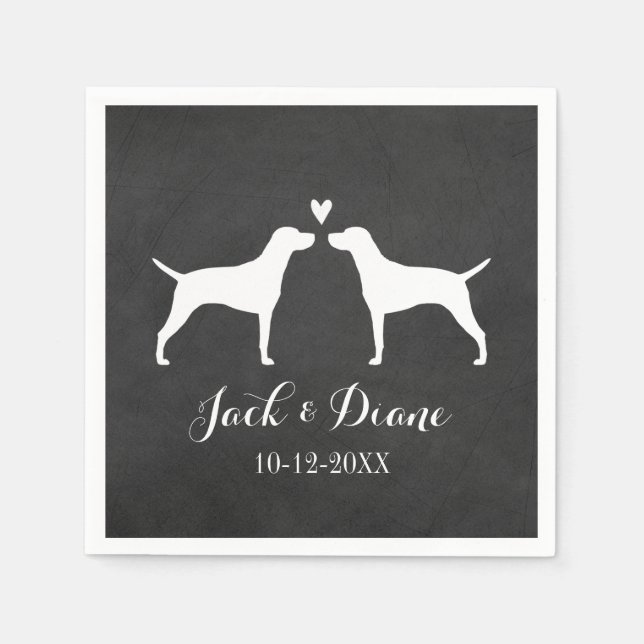 Vizsla Silhouettes Wedding Couple Custom Text  Napkin (Front)