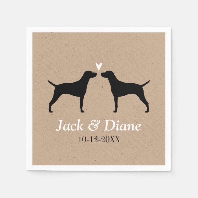 Vizsla Silhouettes with Personalised Text Napkins (Front)