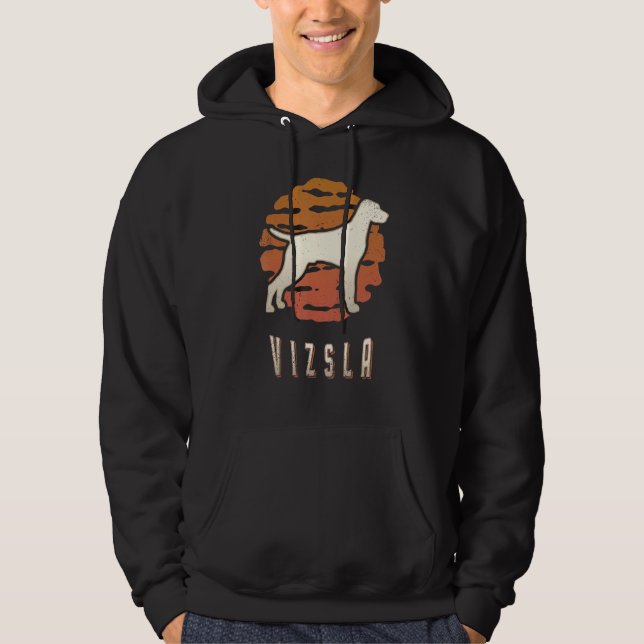 Vizsla Vintage Retro Classic Dog Sunset Hoodie (Front)