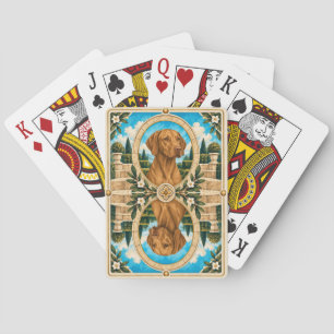 Vizsla, Vintage Watercolor Dog Art Playing Cards