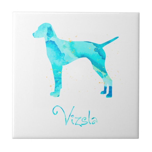 Vizsla Watercolor Design Ceramic Tile (Front)