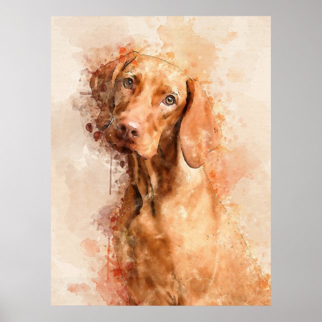 Vizsla Watercolour Poster (Front)