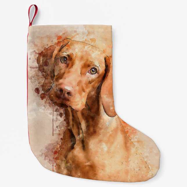 Vizsla Watercolour Small Christmas Stocking (Front)