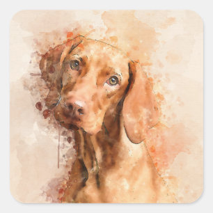 Vizsla Watercolour Square Sticker