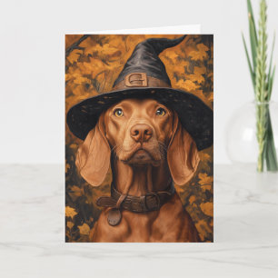 Vizsla Witch Halloween Holiday Card