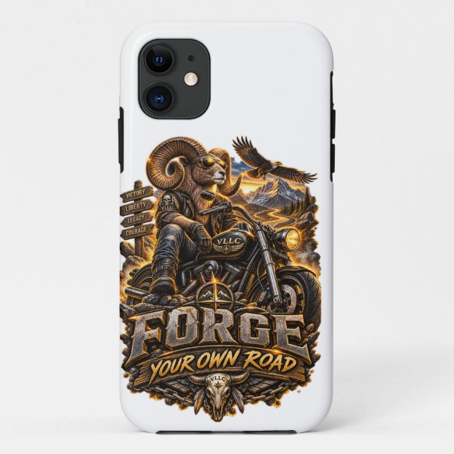 VLLC Forge Your Own Road Motorcycle Biker Skeleton Case-Mate iPhone Case (Back)