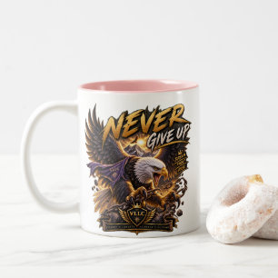 VLLC Never Give Up Patriotic Bald Eagle Wings Wall Two-Tone Coffee Mug