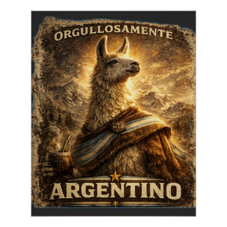 VLLC Proudly Argentine Llama Mate Patriotic Poster