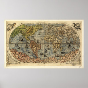 Vniversale descrittione World Map (1565) Poster