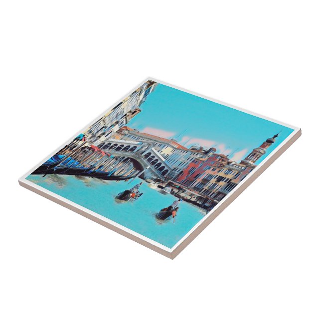 VNT006 VENICE, RIALTO, Gondolas, Italy, Ceramic Tile (Side)